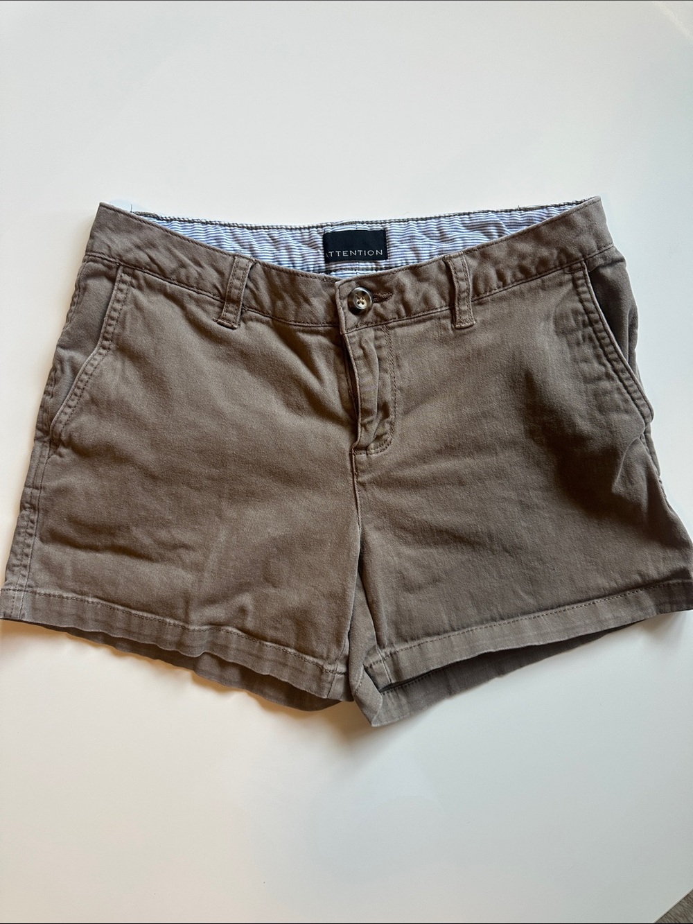 attention Women's Brown Cotton Chino Shorts